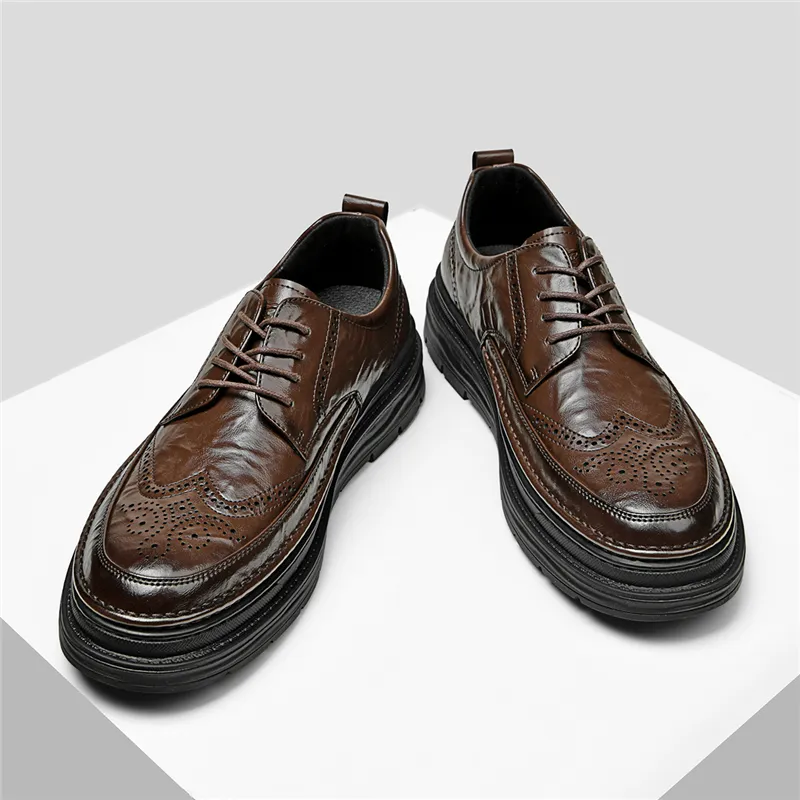 SEPTWOLVES Men's Casual Shoes Men Low Top Black/Brown-6