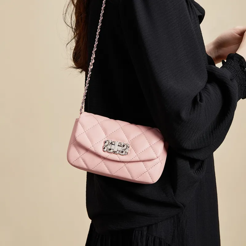 HARSON Cow Leather Crossbody Bag, Shoulder Bag Regular Women's Black/Pink/Ecru-5