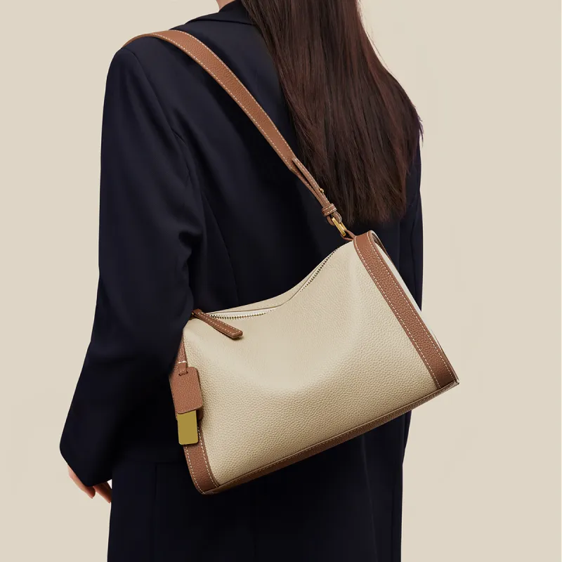 HARSON Cow Leather Pillow Bag Shoulder Bag Medium Size Women's Matcha & Vanilla Ice Cream/Caramel & Sea Salt/Oak Gray-4
