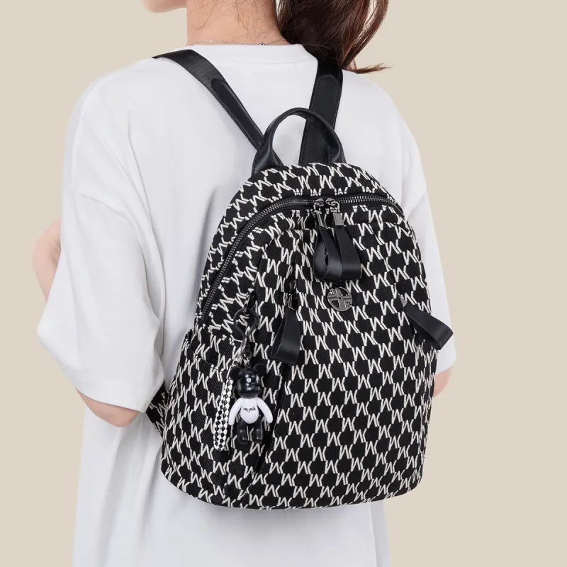 HARSON Fabric Backpack Tubas Women's Black-1