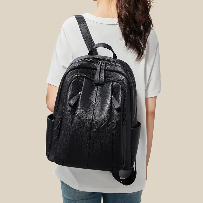 HARSON Cow Leather Backpack Tubas Women's Extreme Night Black-2
