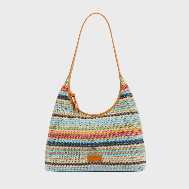 HARSON Fabric Shoulder Bag Tote Women's Multicolor Stripes-6