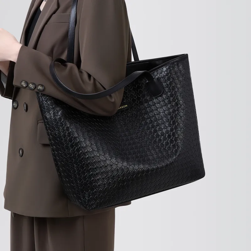 HARSON Synthetic Leather Tote Bag, Shoulder Bag Women's Black-1