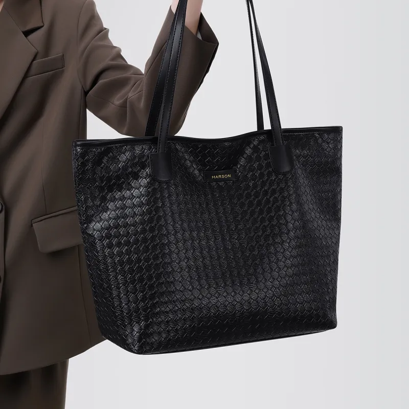 HARSON Synthetic Leather Tote Bag, Shoulder Bag Women's Black-2