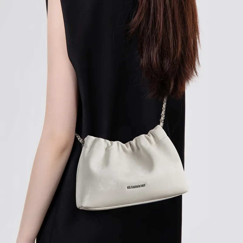 HARSON Cow Leather Patchwork Synthetic Leather Shoulder Bag Crossbody Bag Cloud Bag Regular Women's Silver-10