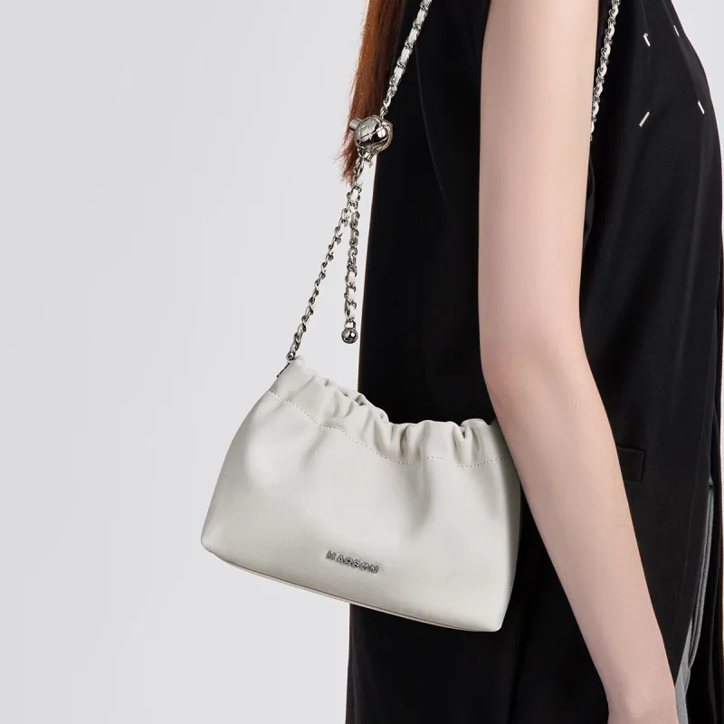 HARSON Cow Leather Patchwork Synthetic Leather Shoulder Bag Crossbody Bag Cloud Bag Regular Women's Silver-9