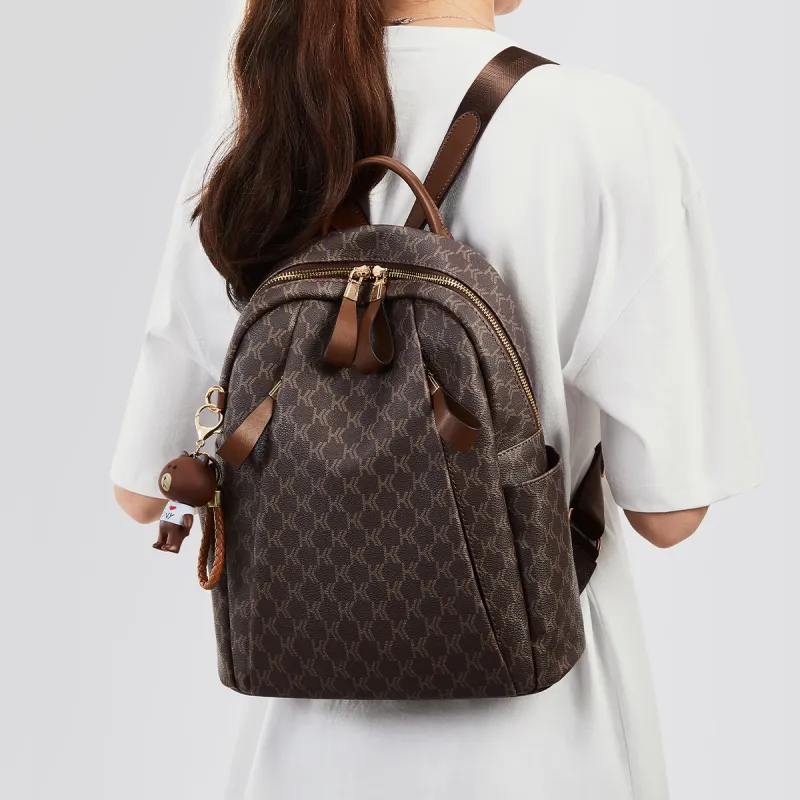 HARSON Synthetic Leather Backpack Handbag Women's Coffee-3