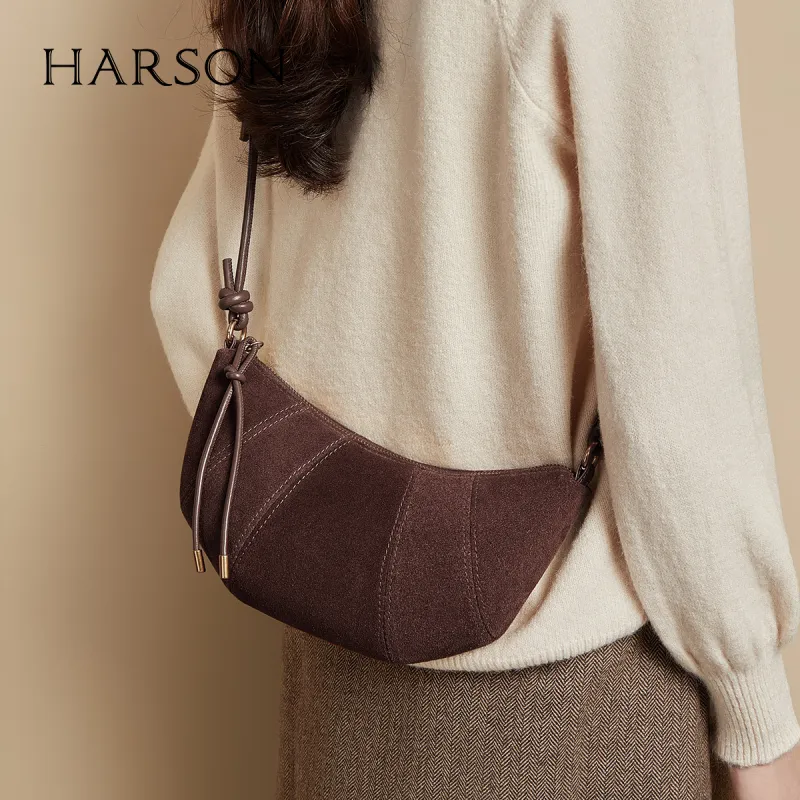 HARSON Cow Leather Croissant Bag Crossbody Bag Regular Women's Coffee-1