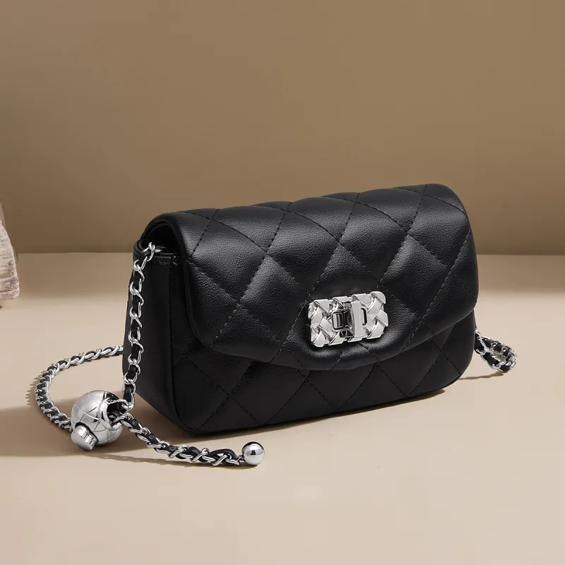 HARSON Cow Leather Crossbody Bag, Shoulder Bag Regular Women's Black/Pink/Ecru-2