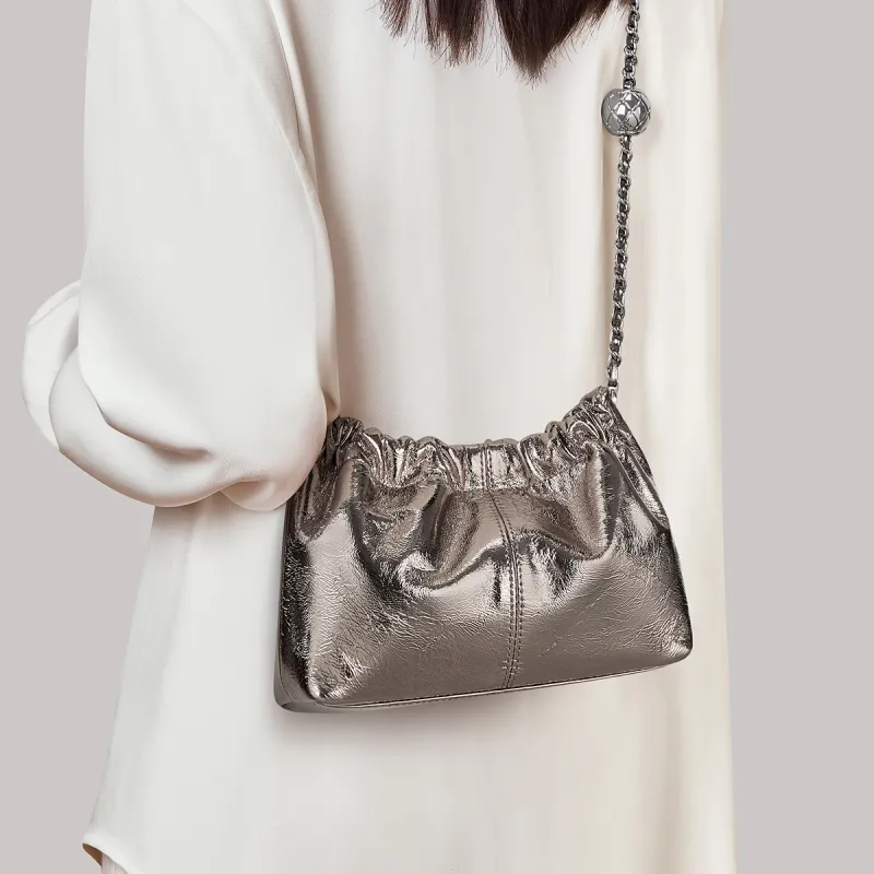 HARSON Cow Leather Crossbody Bag Regular Women's Gunmetal-3