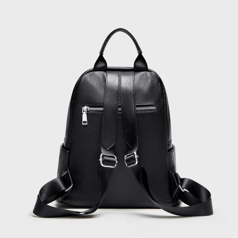 HARSON Cow Leather Backpack Unisex Black-2
