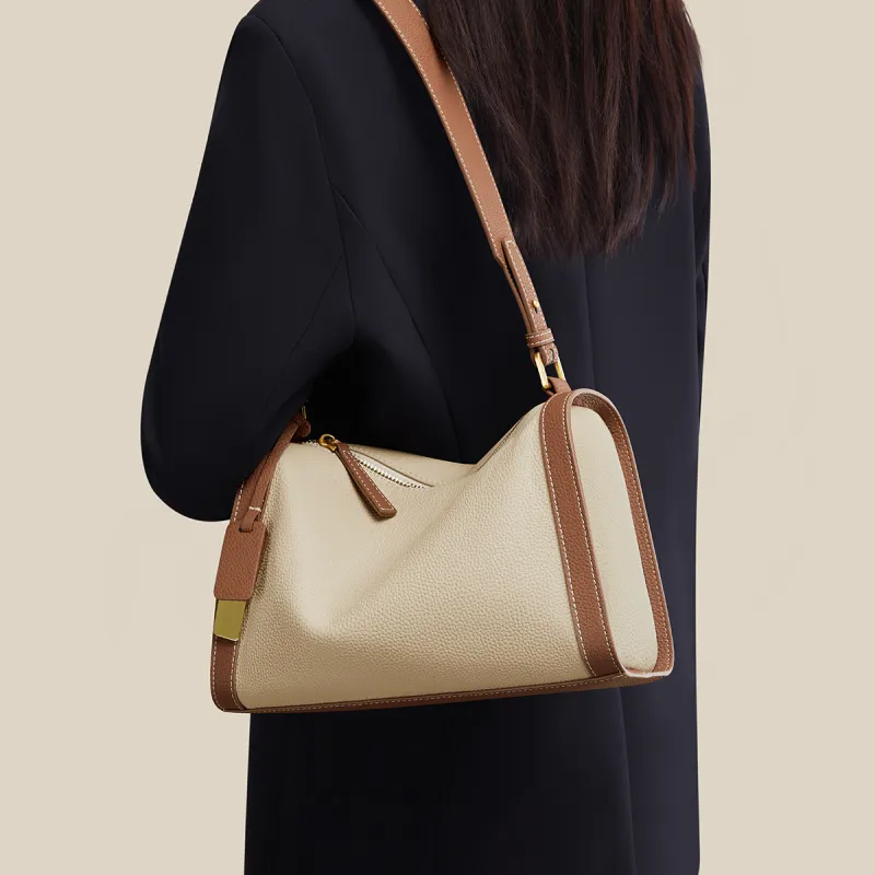 HARSON Cow Leather Pillow Bag Shoulder Bag Medium Size Women's Matcha & Vanilla Ice Cream/Caramel & Sea Salt/Oak Gray-5