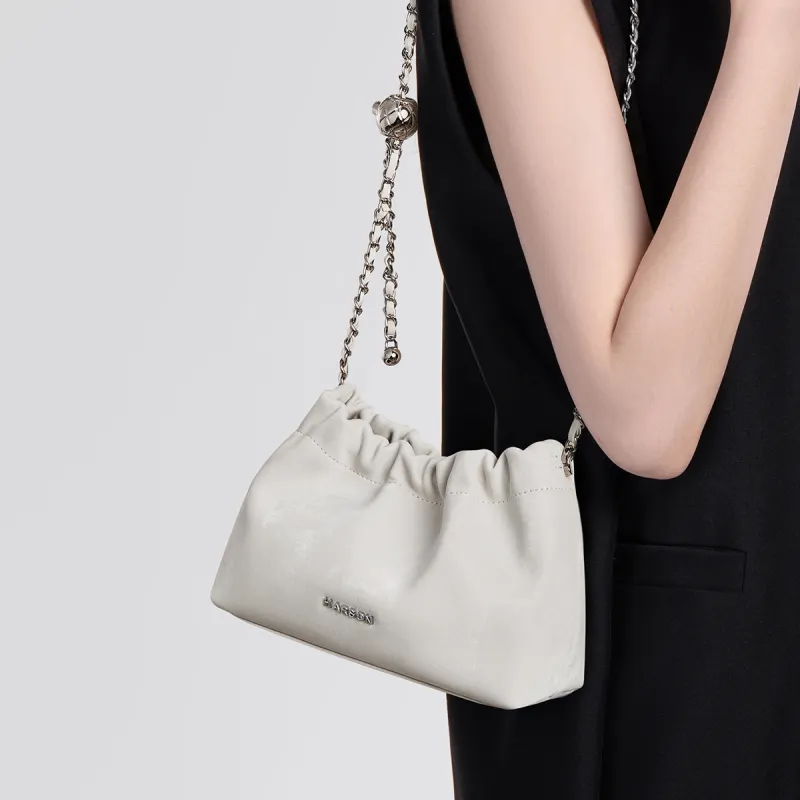 HARSON Cow Leather Patchwork Synthetic Leather Shoulder Bag Crossbody Bag Cloud Bag Regular Women's Silver-8