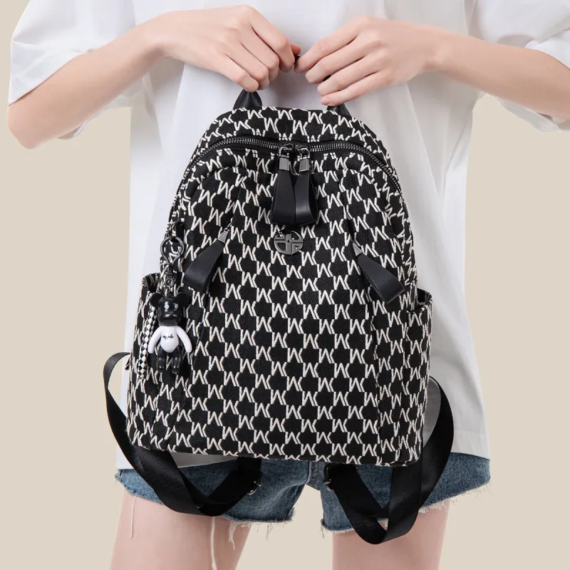 HARSON Fabric Backpack Tubas Women's Black-6