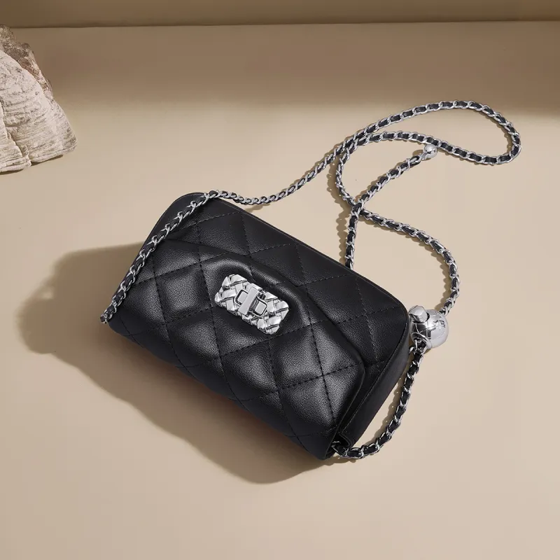 HARSON Cow Leather Crossbody Bag, Shoulder Bag Regular Women's Black/Pink/Ecru-3