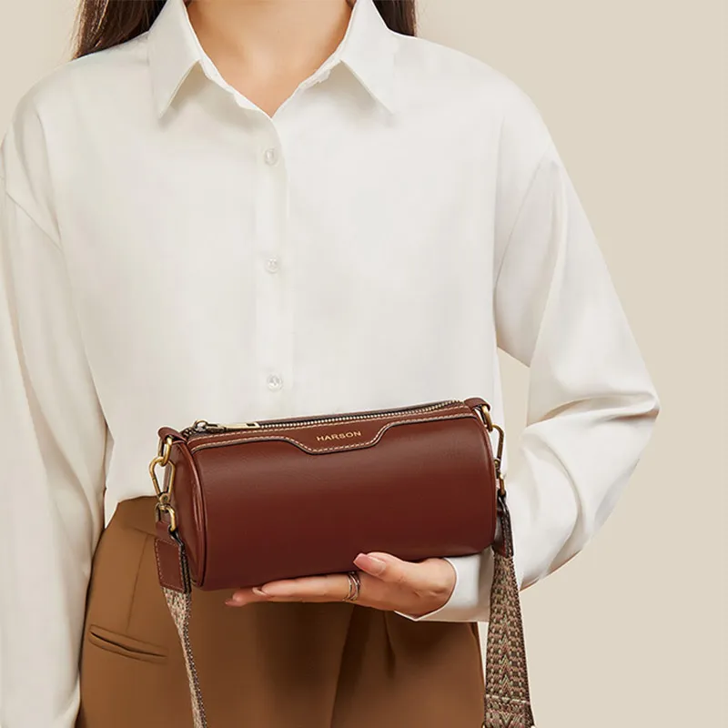 HARSON Cow Leather Shoulder Bag, Crossbody Bag Regular Women's Coffee-4