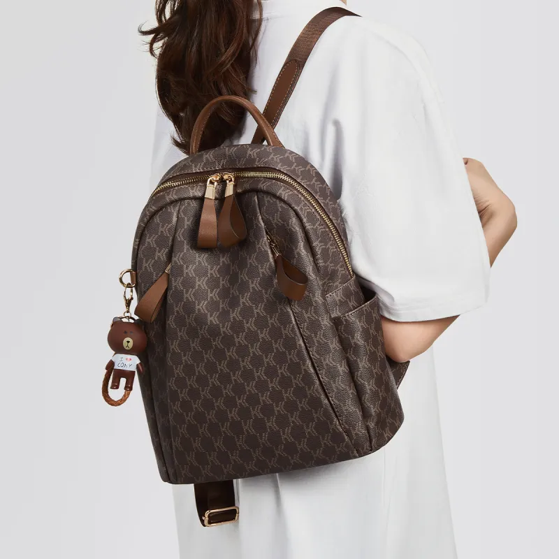 HARSON Synthetic Leather Backpack Handbag Women's Coffee-4