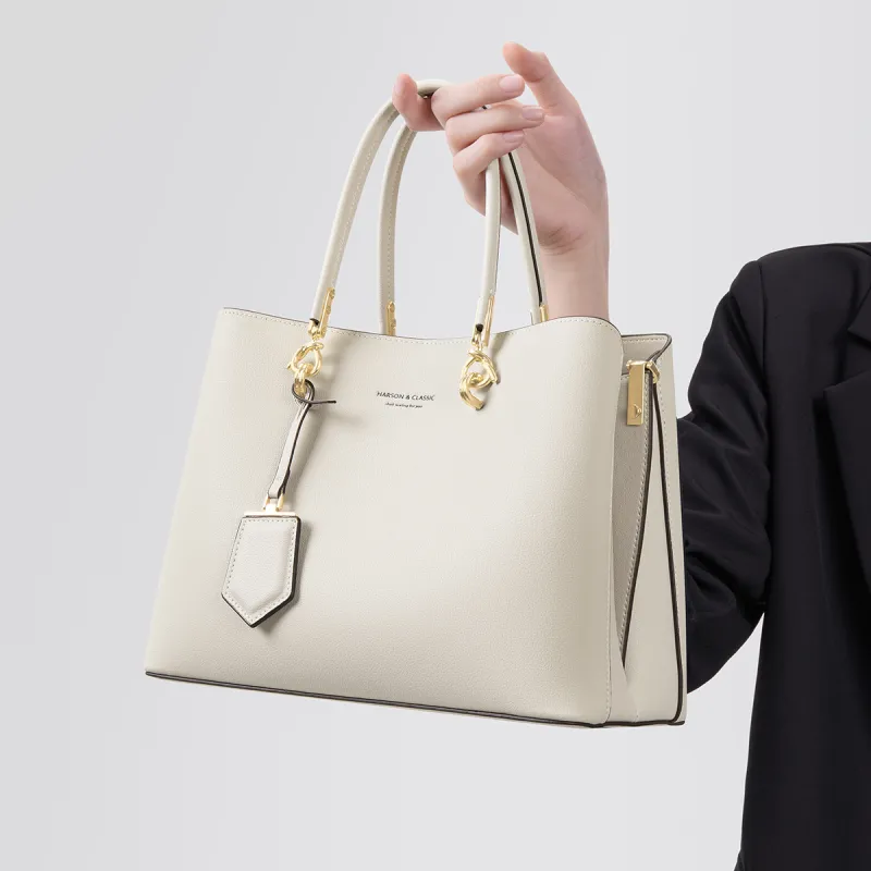 HARSON Cow Leather With Synthetic Leather Handbag, Shoulder Bag, Crossbody Bag Regular Women's White-8