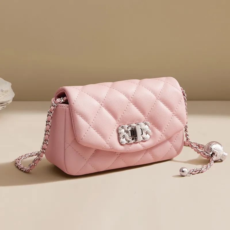 HARSON Cow Leather Crossbody Bag, Shoulder Bag Regular Women's Black/Pink/Ecru-6