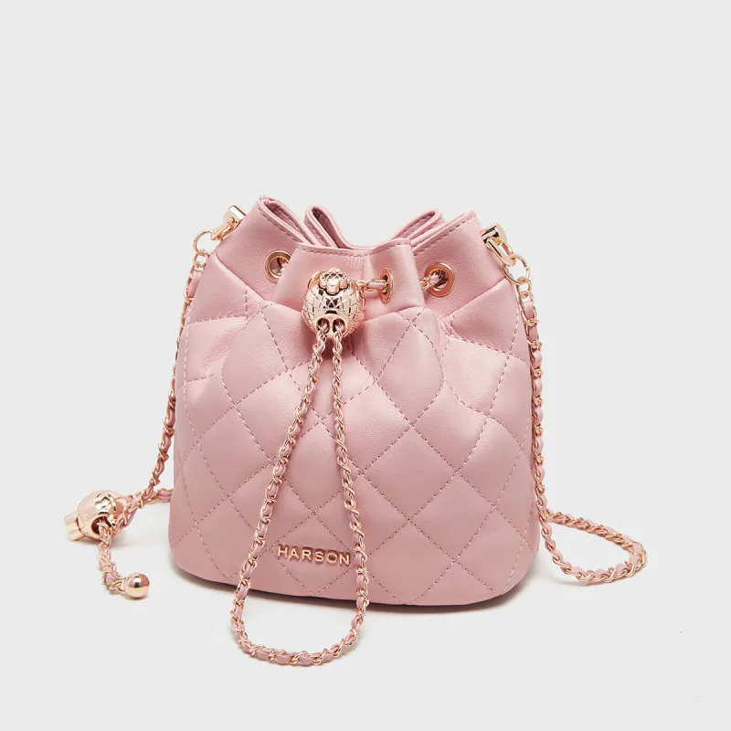 HARSON Synthetic Leather Crossbody Bag Bucket Bag Regular Women's Black Ecru Pink-14