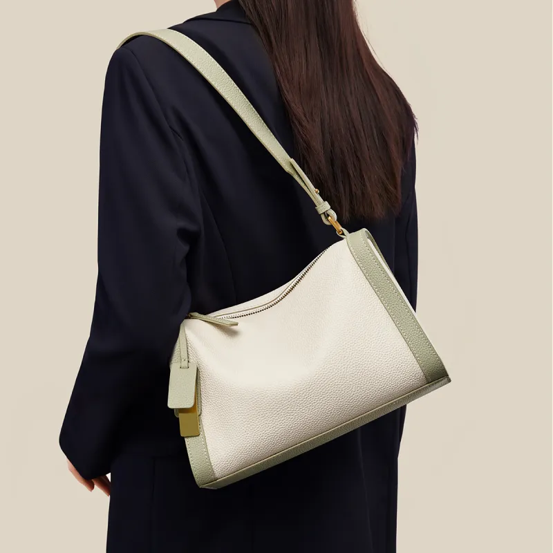HARSON Cow Leather Pillow Bag Shoulder Bag Medium Size Women's Matcha & Vanilla Ice Cream/Caramel & Sea Salt/Oak Gray-8