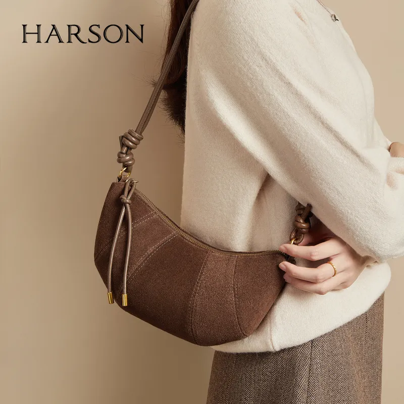 HARSON Cow Leather Croissant Bag Crossbody Bag Regular Women's Coffee-6