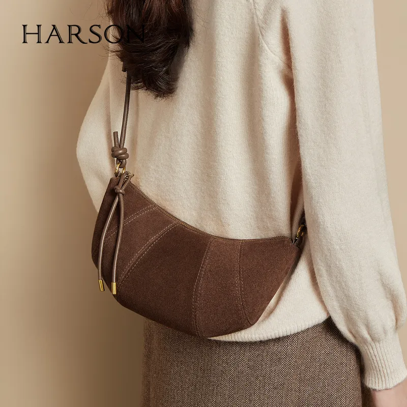 HARSON Cow Leather Croissant Bag Crossbody Bag Regular Women's Coffee-7