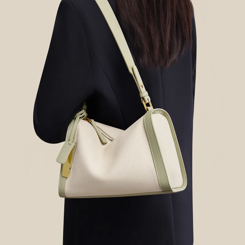 HARSON Cow Leather Pillow Bag Shoulder Bag Medium Size Women's Matcha & Vanilla Ice Cream/Caramel & Sea Salt/Oak Gray-9
