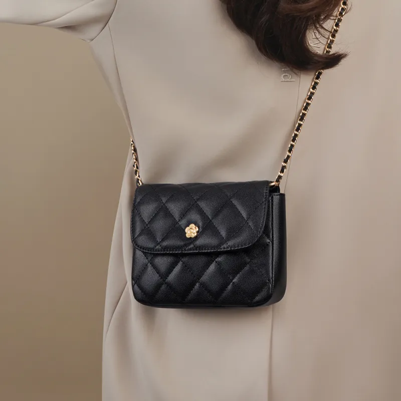 HARSON Cow Leather With Synthetic Leather Shoulder Bag Regular Women's Black-3