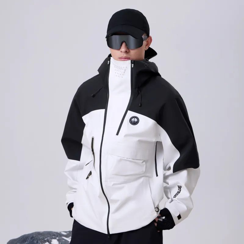 Panda China Panda Series Water Resistant Windproof Wear Resistant Water Repellent Windbreaker Jacket Unisex Pitch White-5