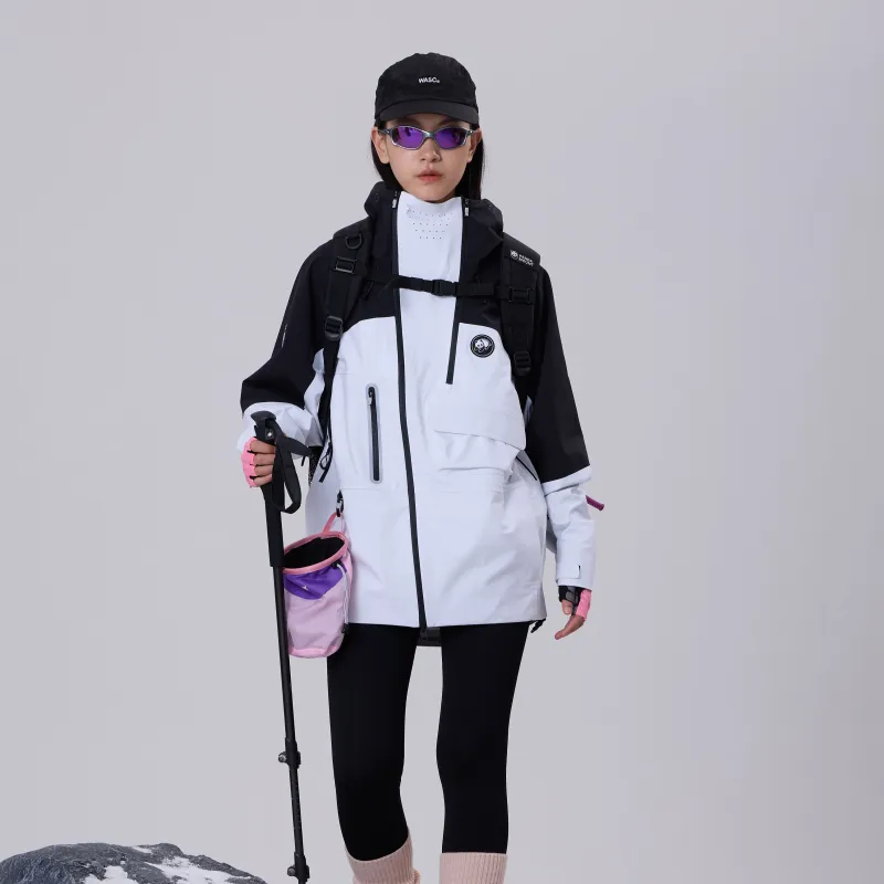 Panda China Panda Series Water Resistant Windproof Wear Resistant Water Repellent Windbreaker Jacket Unisex Pitch White-3