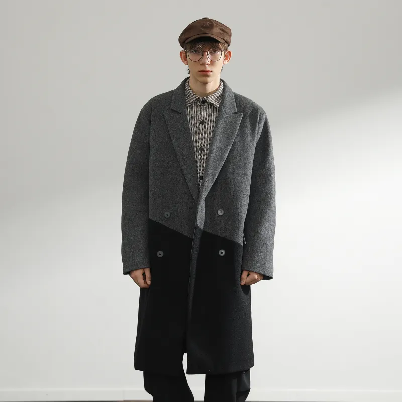 LA'T.WEEKEND Coats Unisex Gray Top And Black Bottom-3