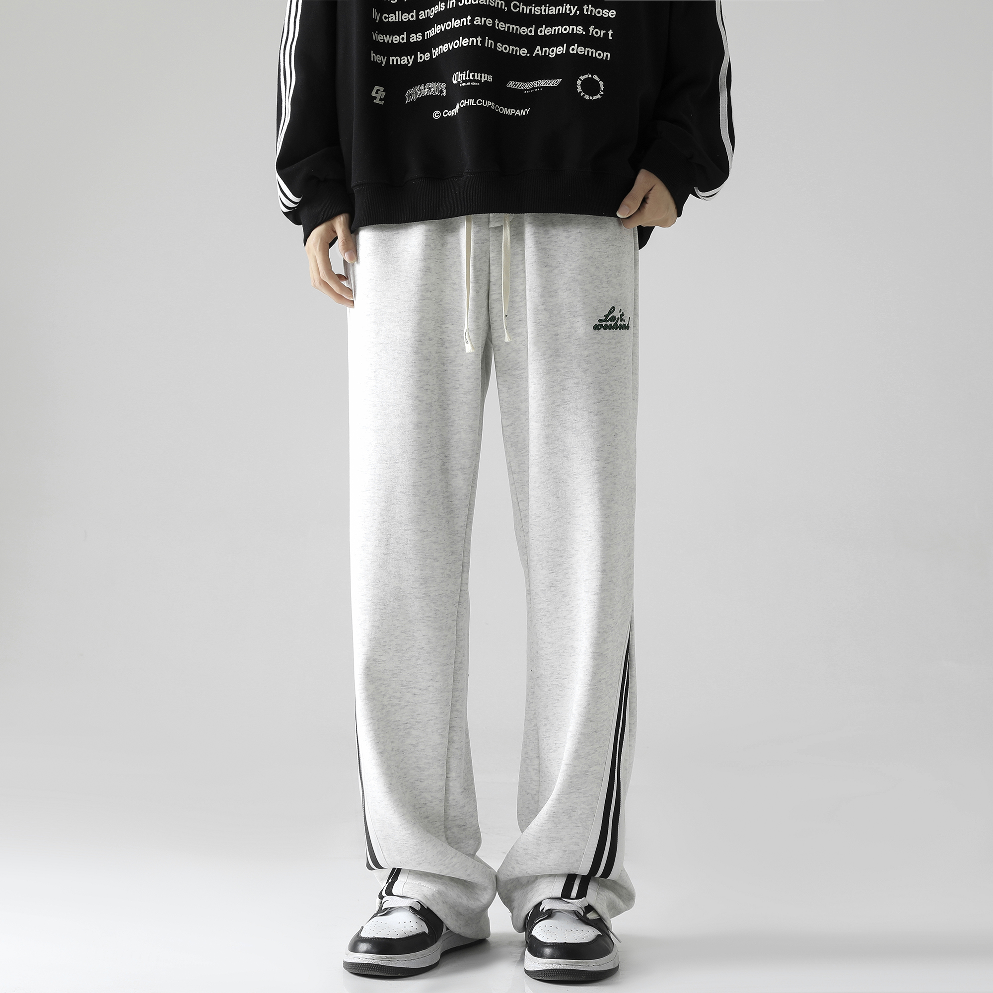 LA'T.WEEKEND Knitted Sports Pants Unisex Black M - POIZON