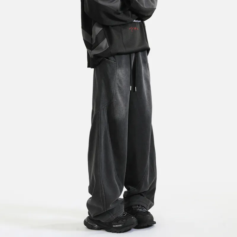 LA'T.WEEKEND Knitted Sports Pants Unisex Washed Black-3
