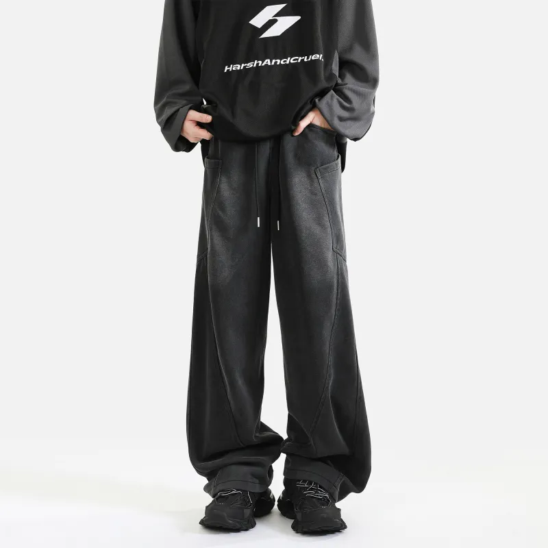 LA'T.WEEKEND Knitted Sports Pants Unisex Washed Black-4