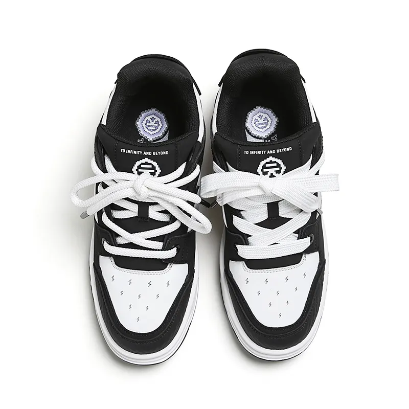 YJ x MKADC Height Increasing Cushioning Low-Top Skateboard Shoes Unisex Black White-3