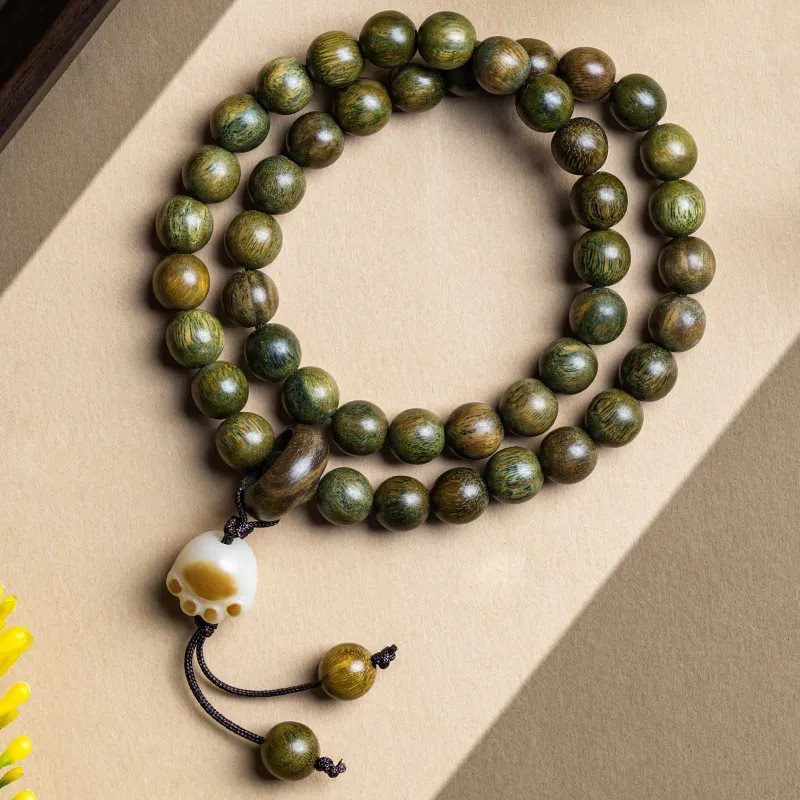 GUMUJIANG Green Sandalwood Wooden Bracelets Unisex-1