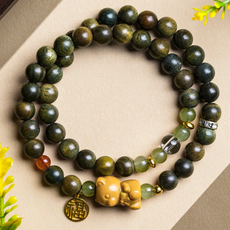 GUMUJIANG Green Sandalwood Bracelets Unisex-1
