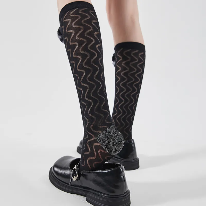 2323 Knee High Socks Women's 1 Pack Black-2