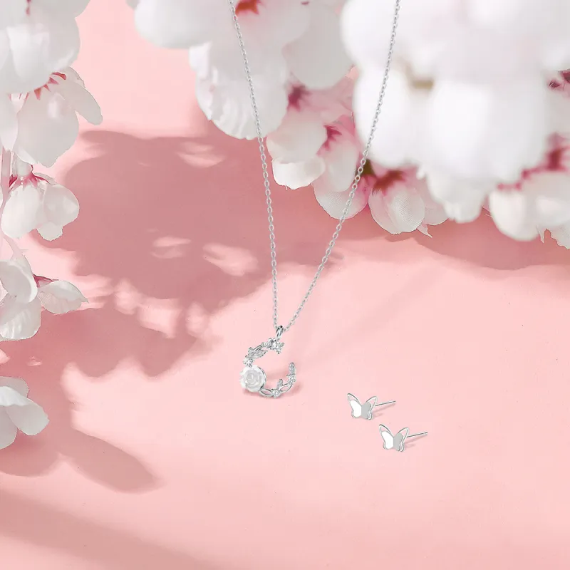 Kelanxi Sterling Silver Necklaces Women's-3
