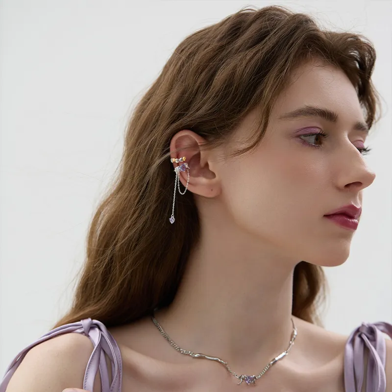 BLANK IN BLANK Zircon Clip-On Earrings Women's-2