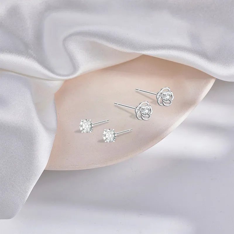 BLANK IN BLANK Sterling Silver Stud Earrings Women's Couple Girlfriend Bestie Girl Birthday Gift-4