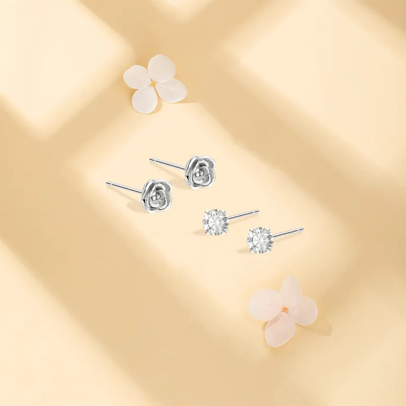 BLANK IN BLANK Sterling Silver Stud Earrings Women's Anniversary Birthday Present Box-6