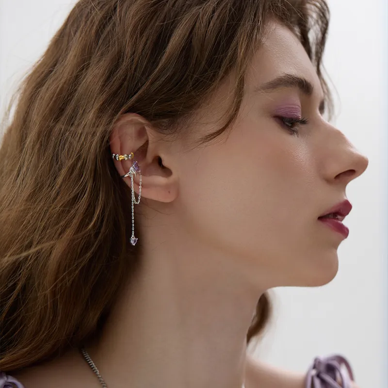 BLANK IN BLANK Zircon Clip-On Earrings Women's-3