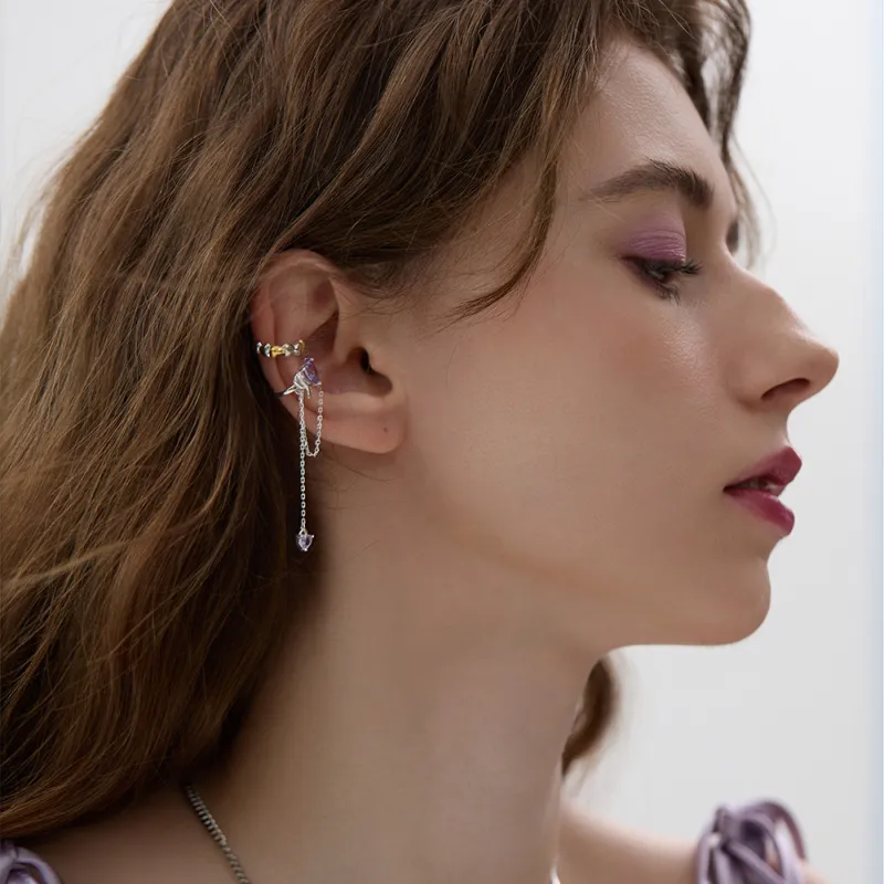 BLANK IN BLANK Zircon Clip On Earrings Women's-3