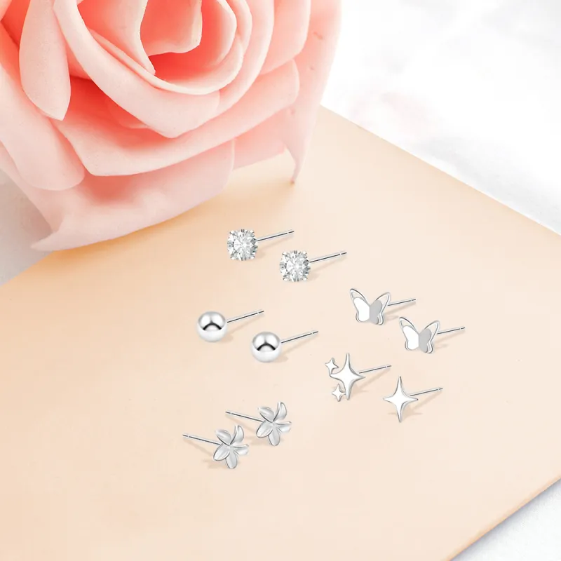 BLANK IN BLANK Sterling Silver Stud Earrings Women's Couple Bestie Girl Birthday Gift-3