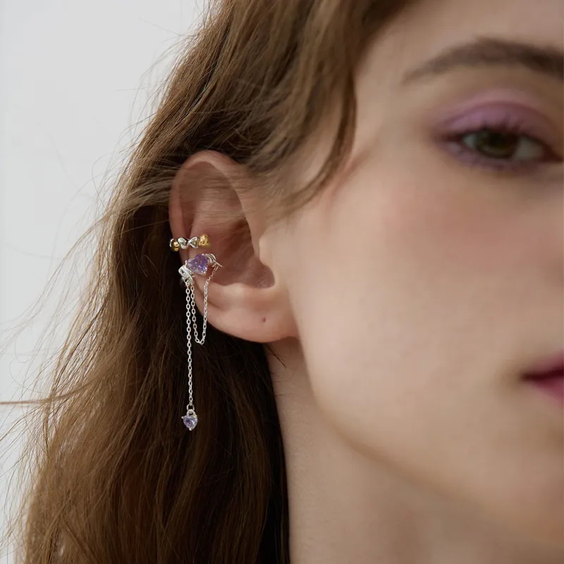 BLANK IN BLANK Zircon Clip-On Earrings Women's-1
