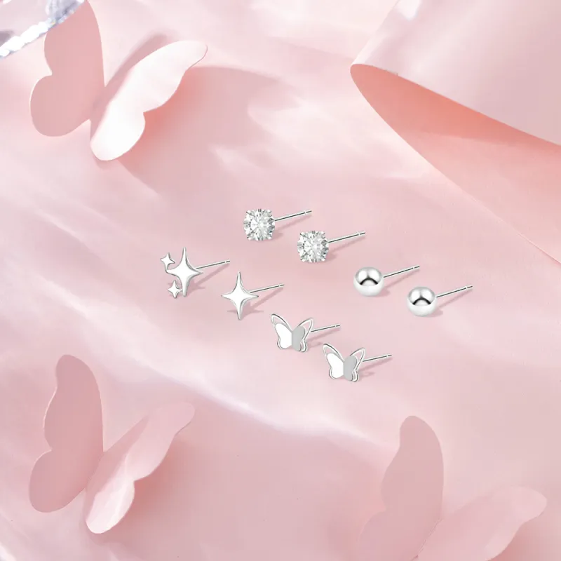 BLANK IN BLANK Sterling Silver Stud Earrings Women's Birthday Box-3