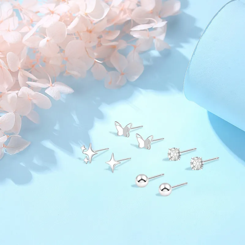 BLANK IN BLANK Sterling Silver Stud Earrings Women's Birthday Box-4