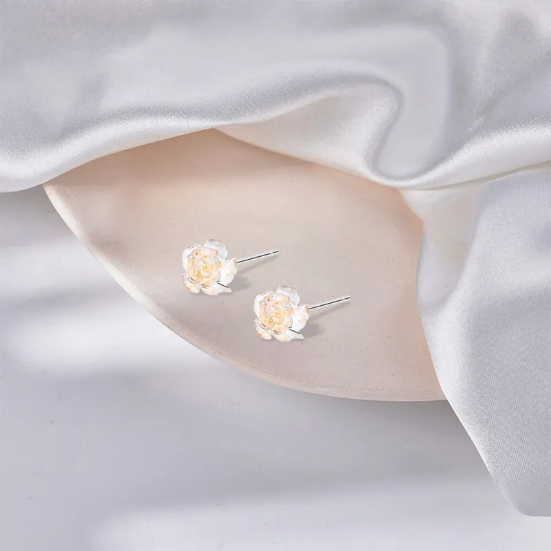 BLANK IN BLANK Sterling Silver Stud Earrings Women's Official Couple Love Confession Gift Box-4